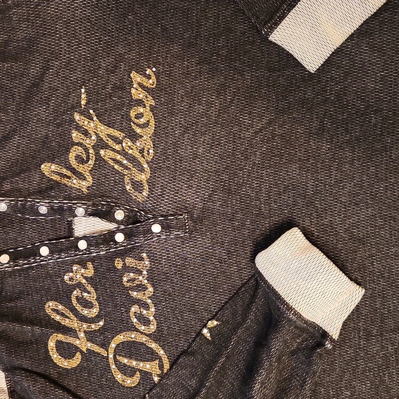 HARLEY-DAVIDSON WOMEN'S 1/4 BUTTON LONG SLEEVE HOODIE - Picture 2 of 7